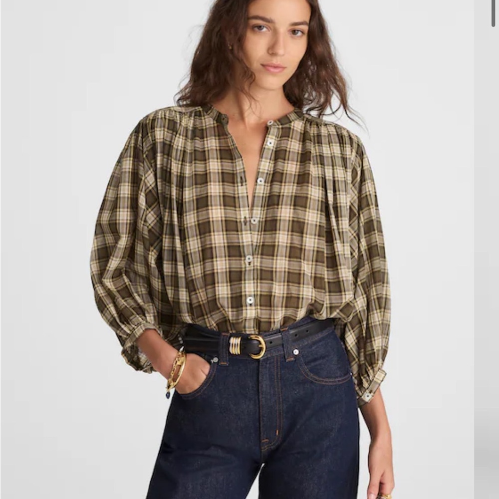 Madewell plaid ballon sleeve Button-Up Women's Top